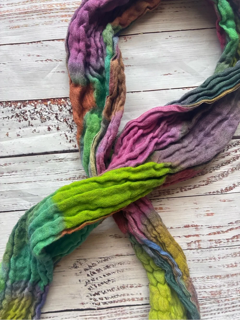 Hand-Dyed Multicolor Textured Scarf Pashmina Rave